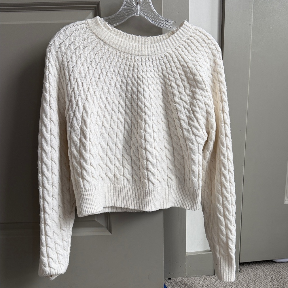 Sincerely Jules Cream Cable Crewneck Sweater